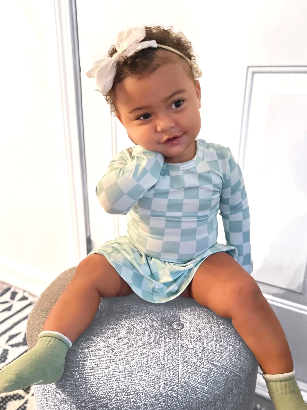 Frosty Mint Checkers | Twirl Dress