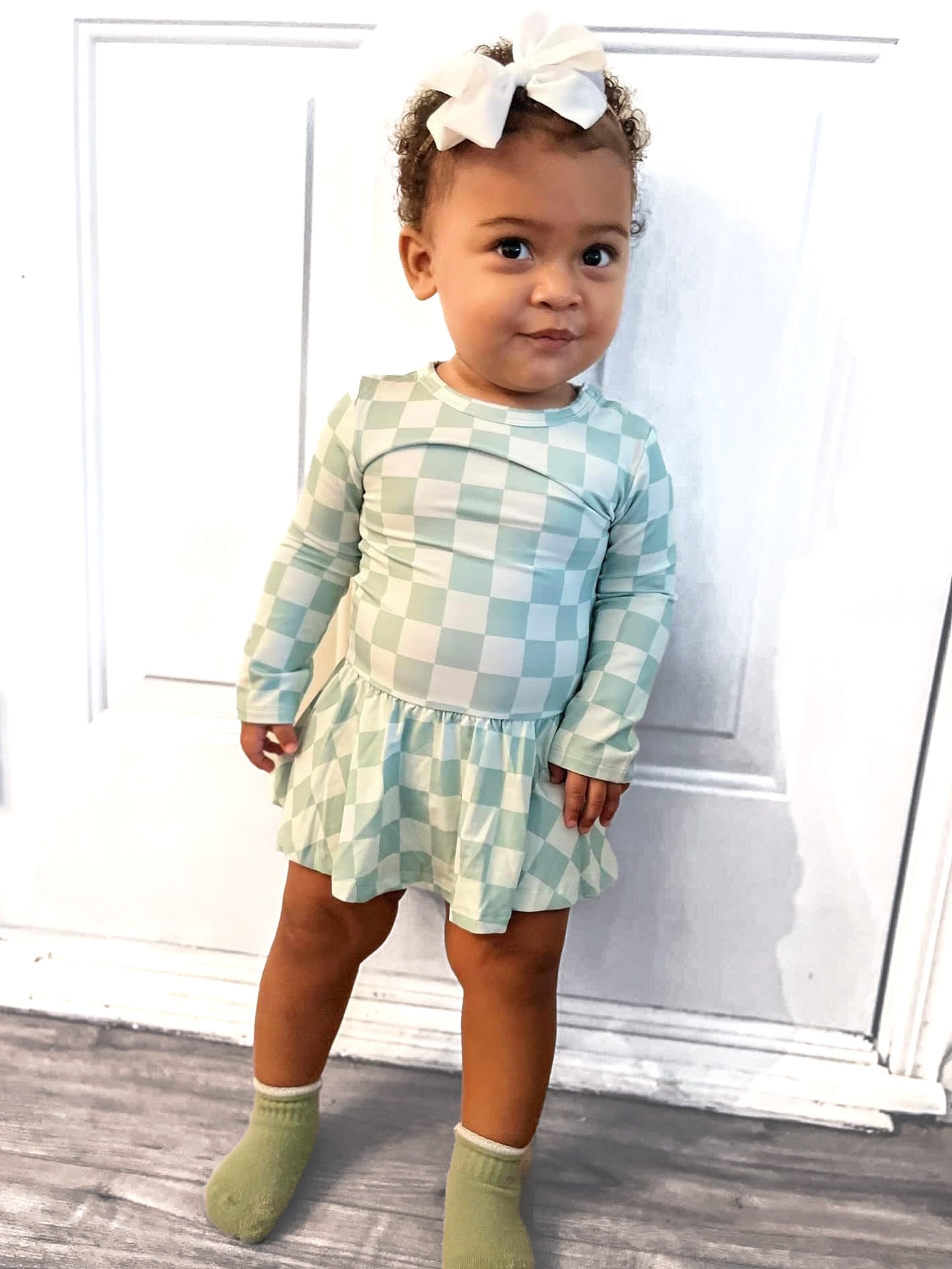 Frosty Mint Checkers | Twirl Dress