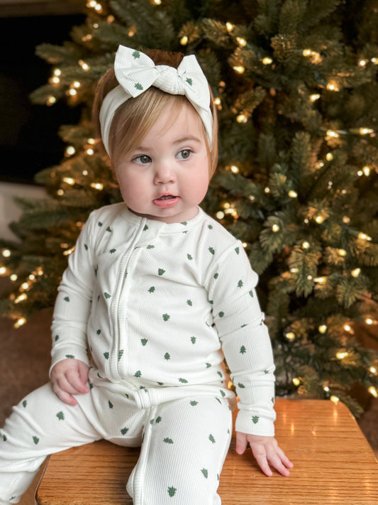 Tiny Trees Ribbed Bamboo Zippy Romper