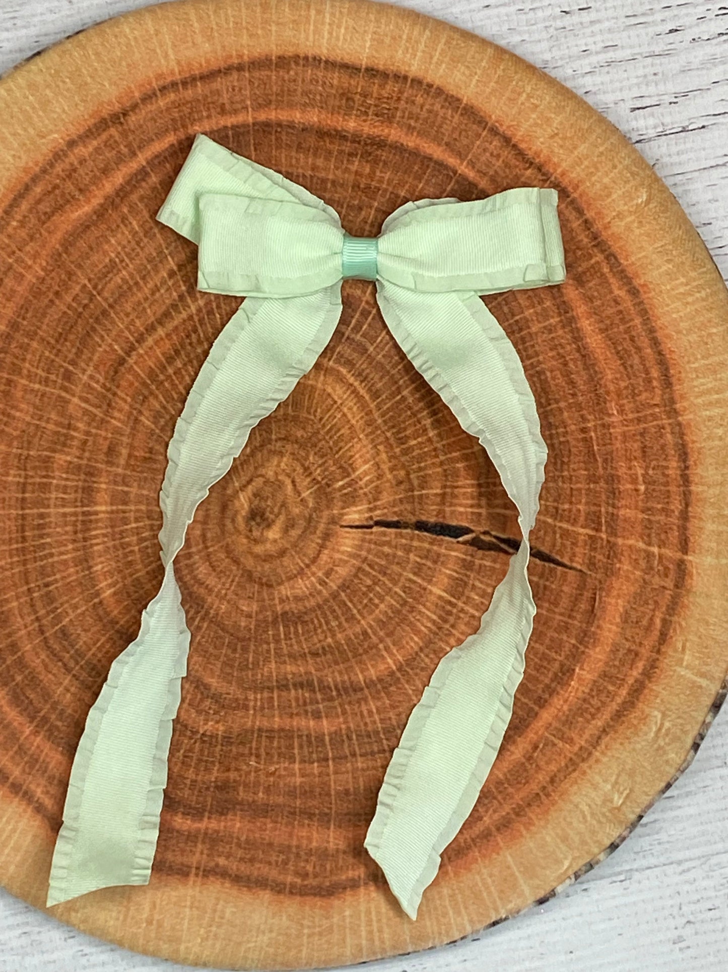 Ruffle Edge Ribbon Hair Bow - Alligator Clip - 5"