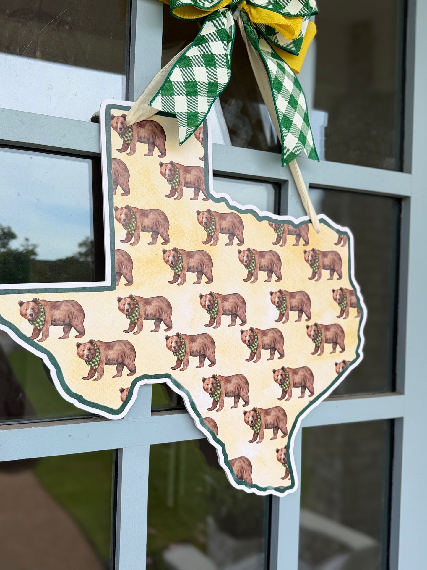 Green & Gold Bear Printed Door Hanger