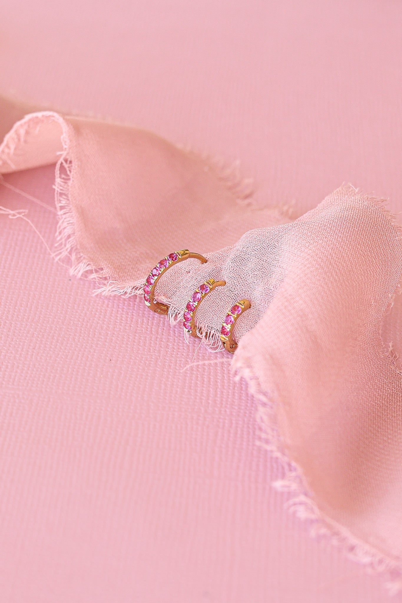 Micro Crystal Hoop in Pink