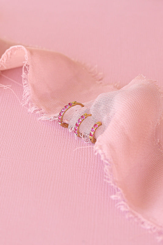 Micro Crystal Hoop in Pink