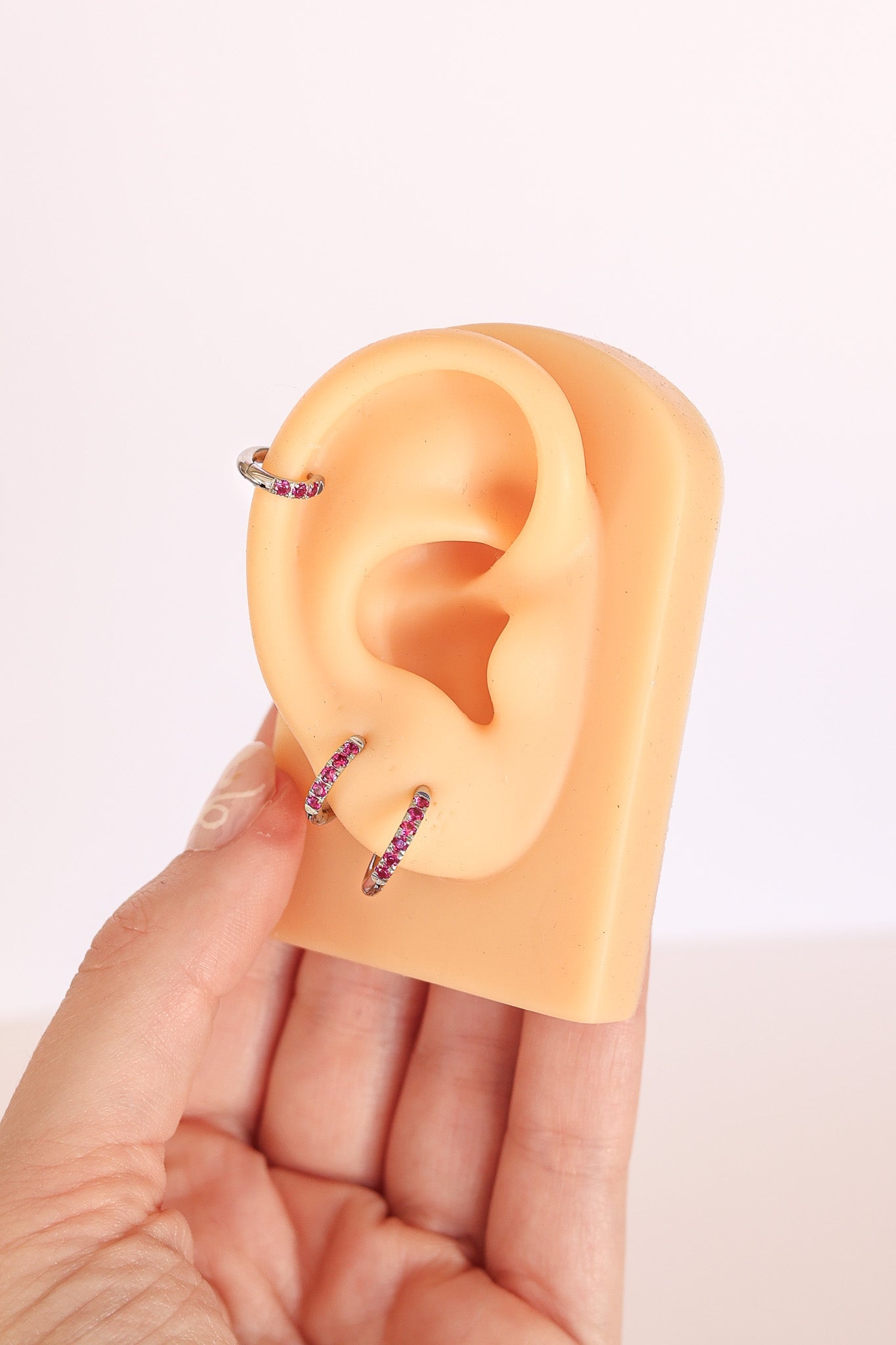 Micro Crystal Hoop in Pink