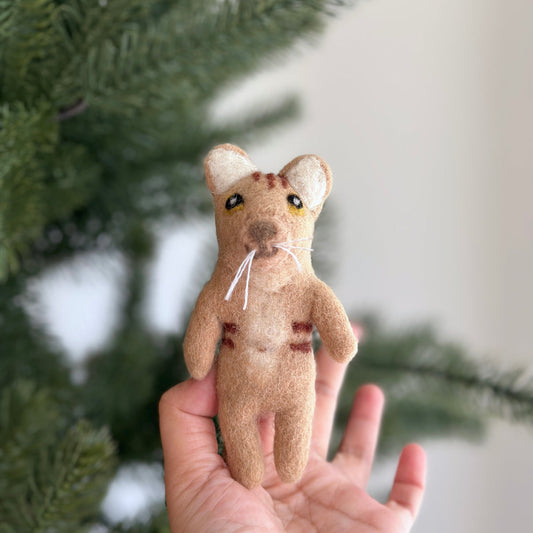 Felt Finger Puppet - Beige Tabby
