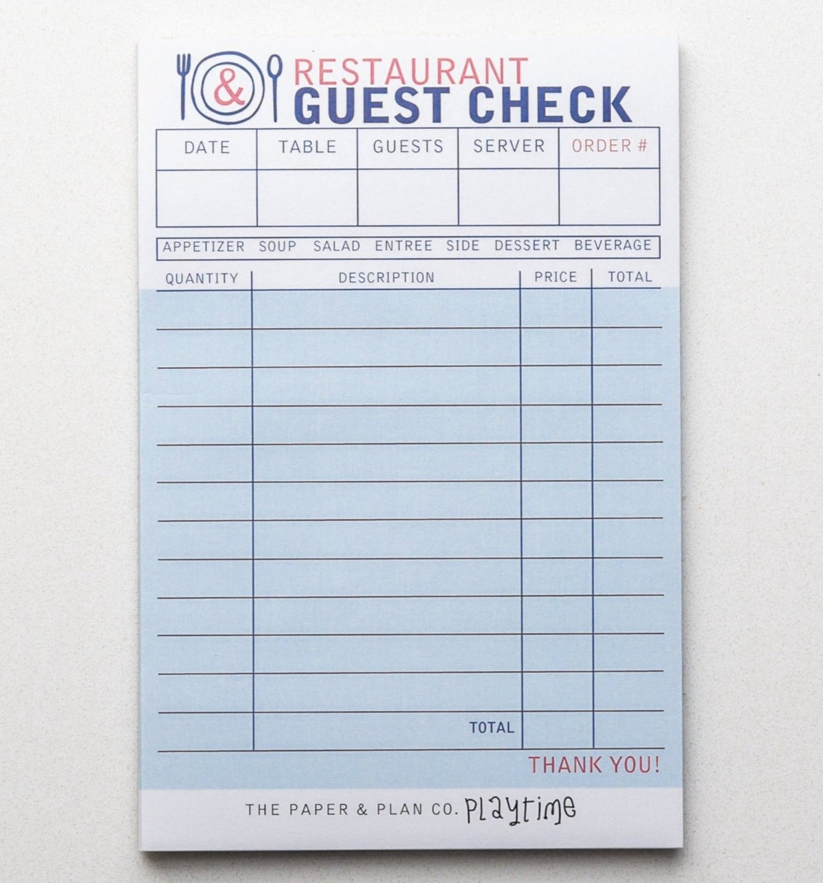 Restaurant Guest Check Playtime Pad®