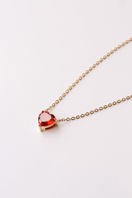Ruby CZ Heart Necklace