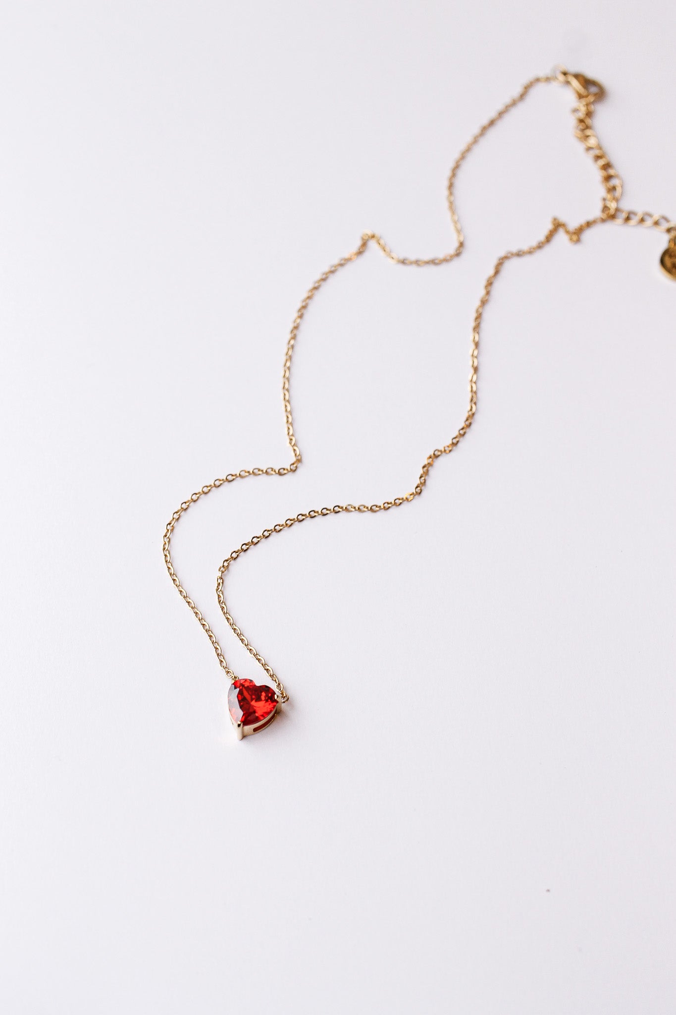 Ruby CZ Heart Necklace