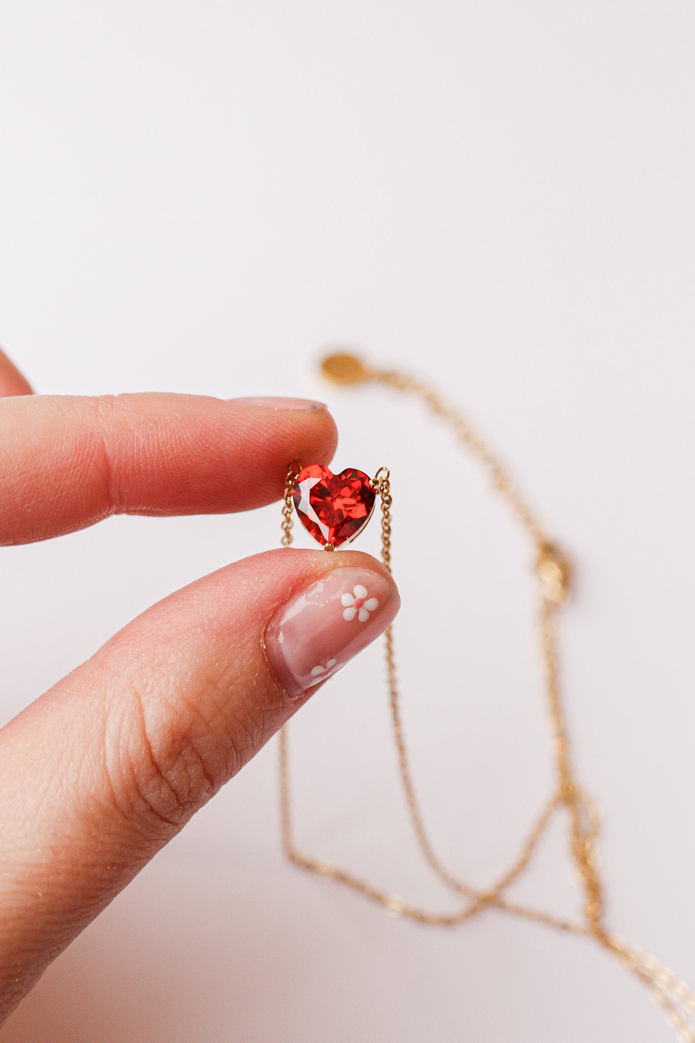Ruby CZ Heart Necklace
