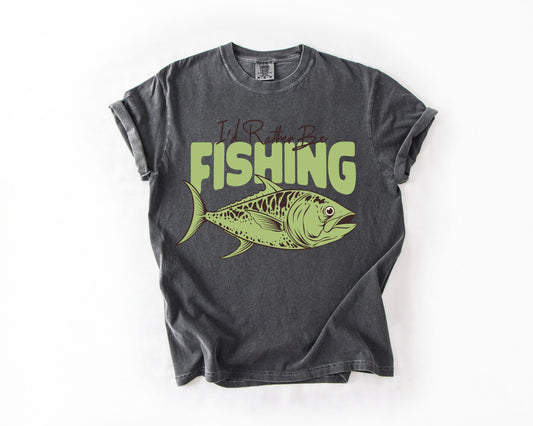 I'd Rather Be Fishing, Boat, Lake Life, Sea Life, Camping, Outdoor, Nature, Travel, Comfort Colors T-Shirt