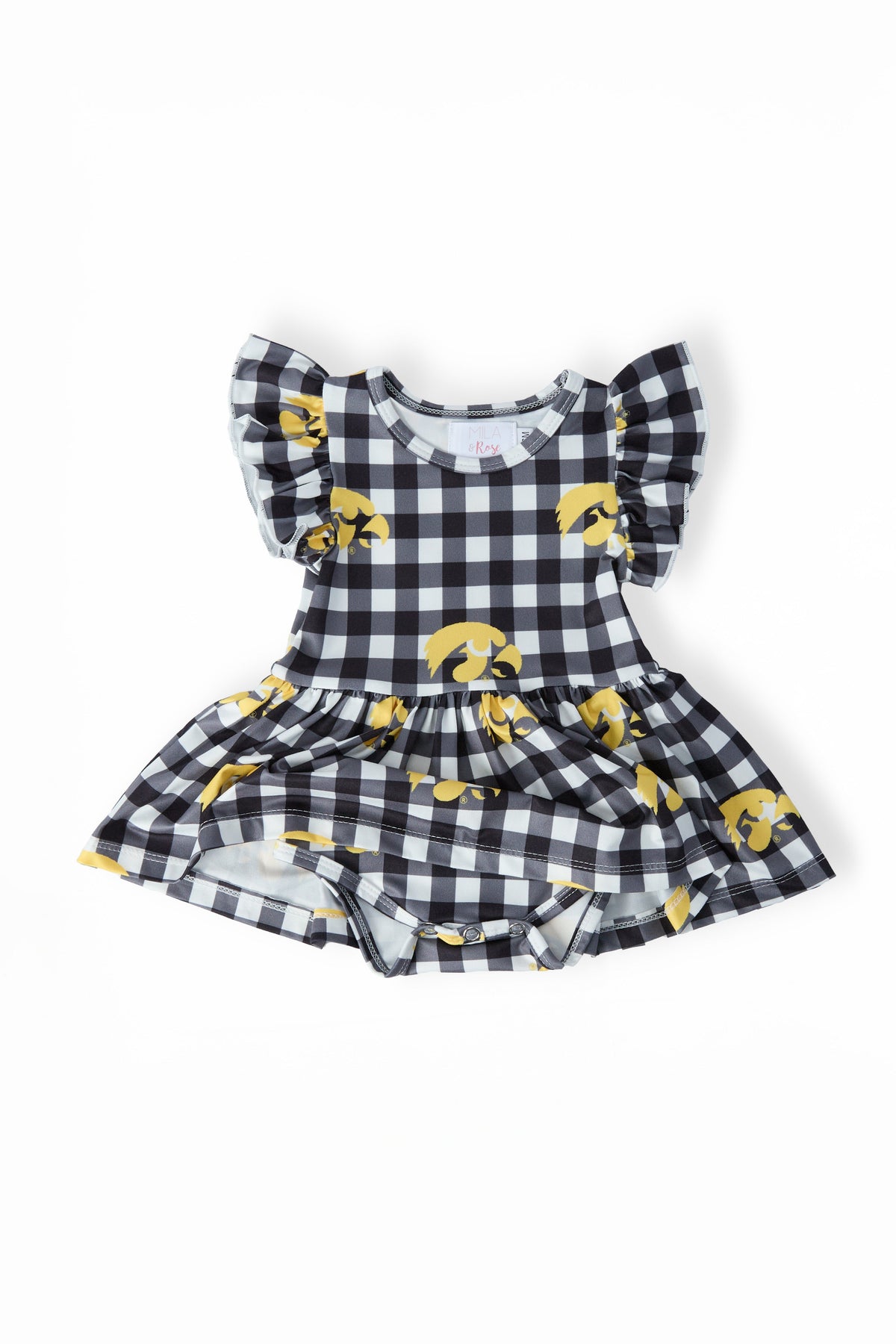 Iowa Plaid Tigerhawk Flutter Twirl Bodysuit