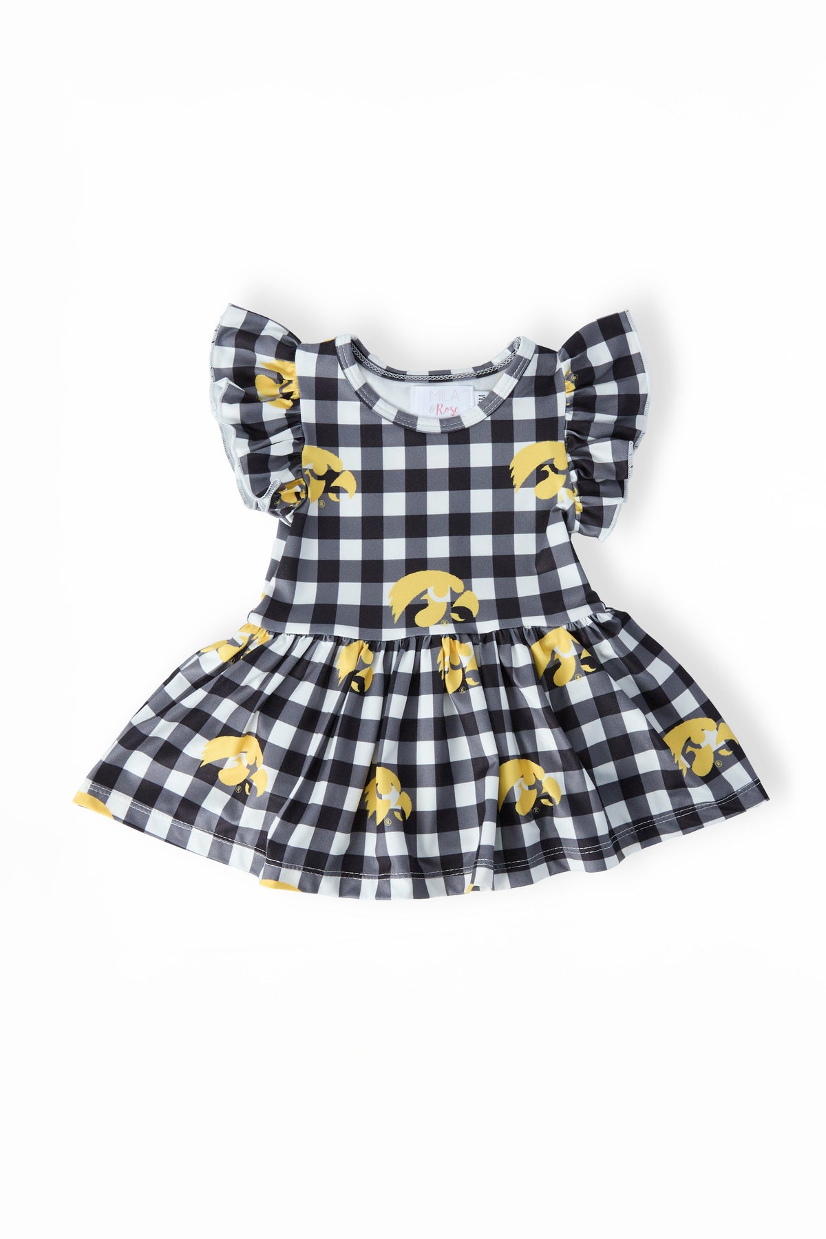 Iowa Plaid Tigerhawk Flutter Twirl Bodysuit