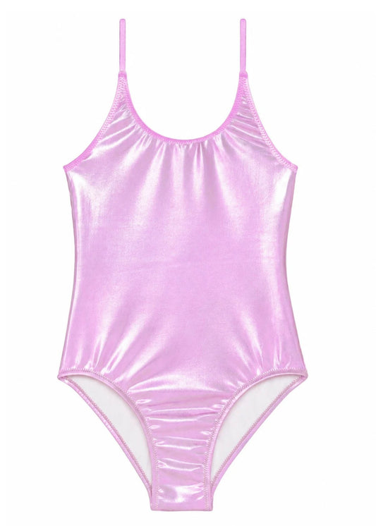 Metallic Pink Adjustable Straps Swimsuit