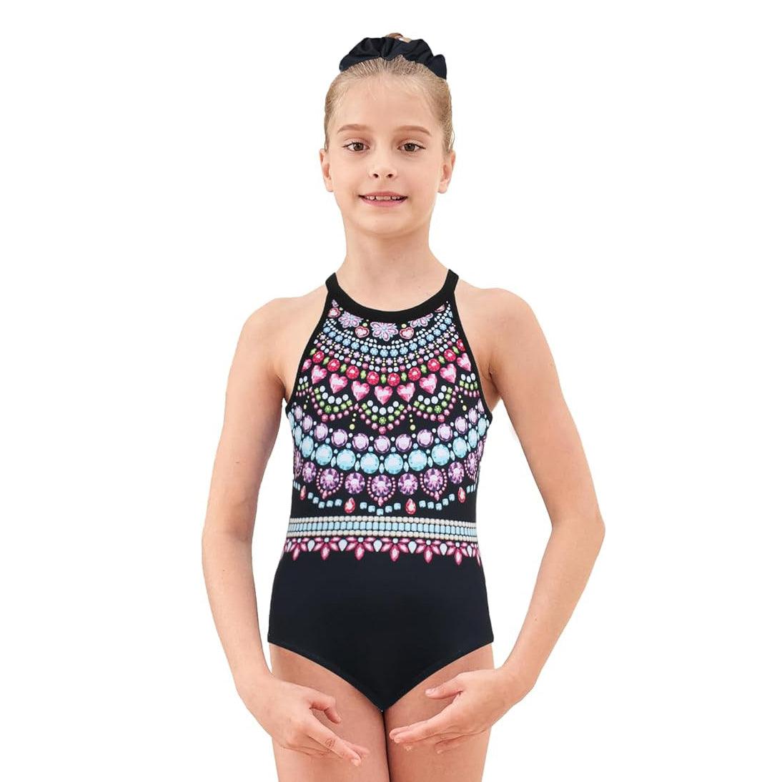 Colorful Jewel-Toned Cascade Gymnastics Leotard Outfit Set