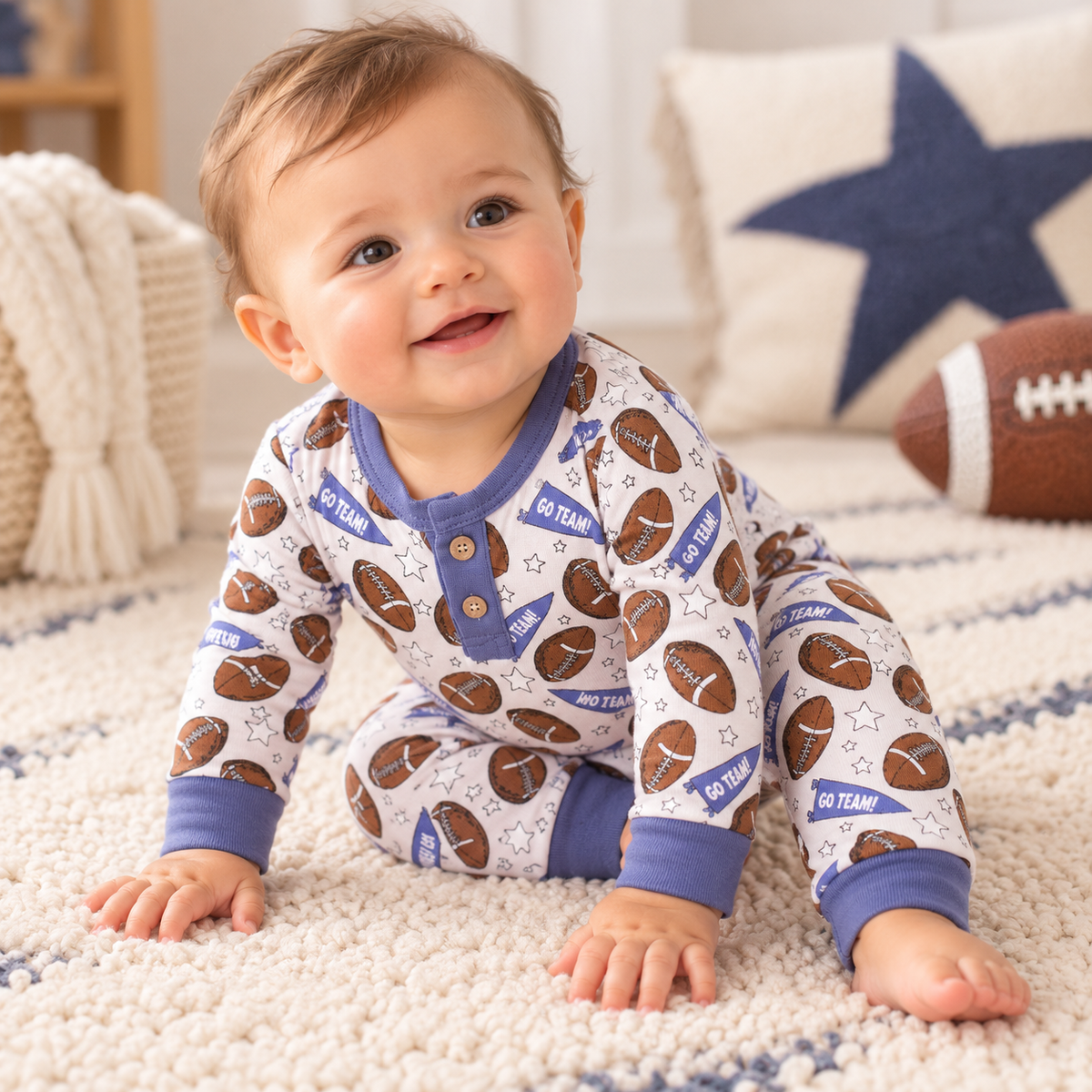 Football Baby Romper – Bamboo Soft, Sporty & Snuggle-Ready