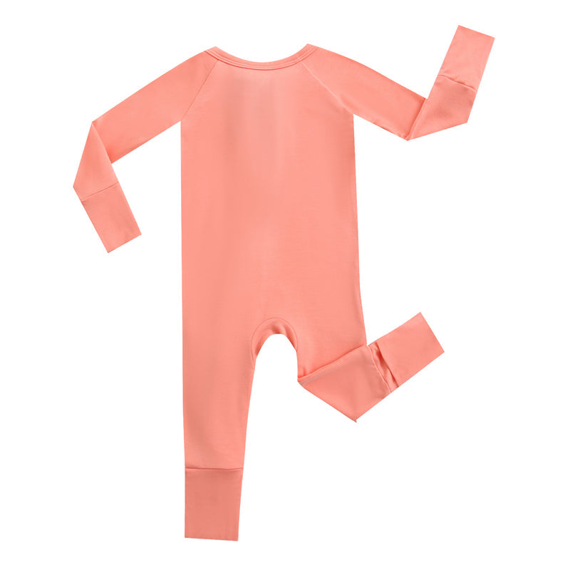 Joyful Coral Zippered Baby Romper