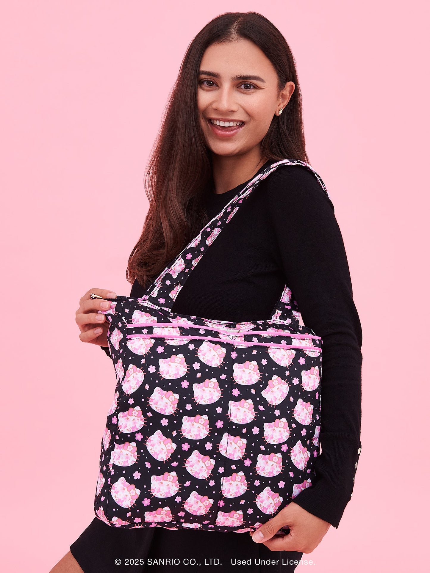 Hello Kitty® × JuJuBe Cherry Blossoms Be Light Bag Tote — Black and Pink