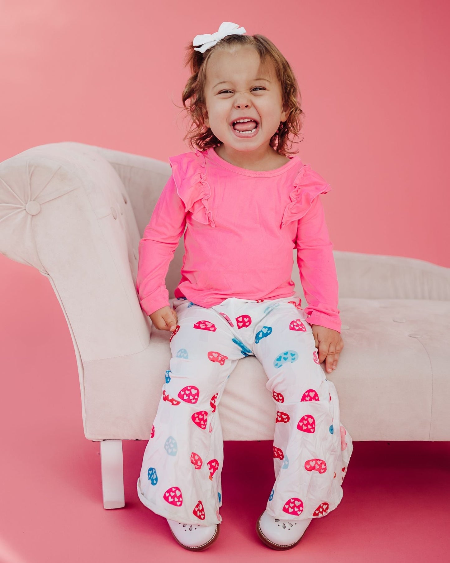 June Ruffle Shoulder Top & Leotard - Hot Pink