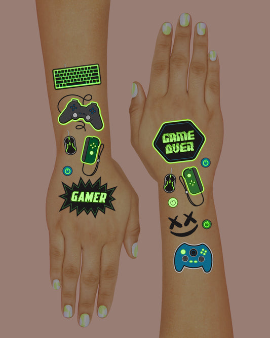 Level Up Glo Tats - 40 foil temporary tattoos