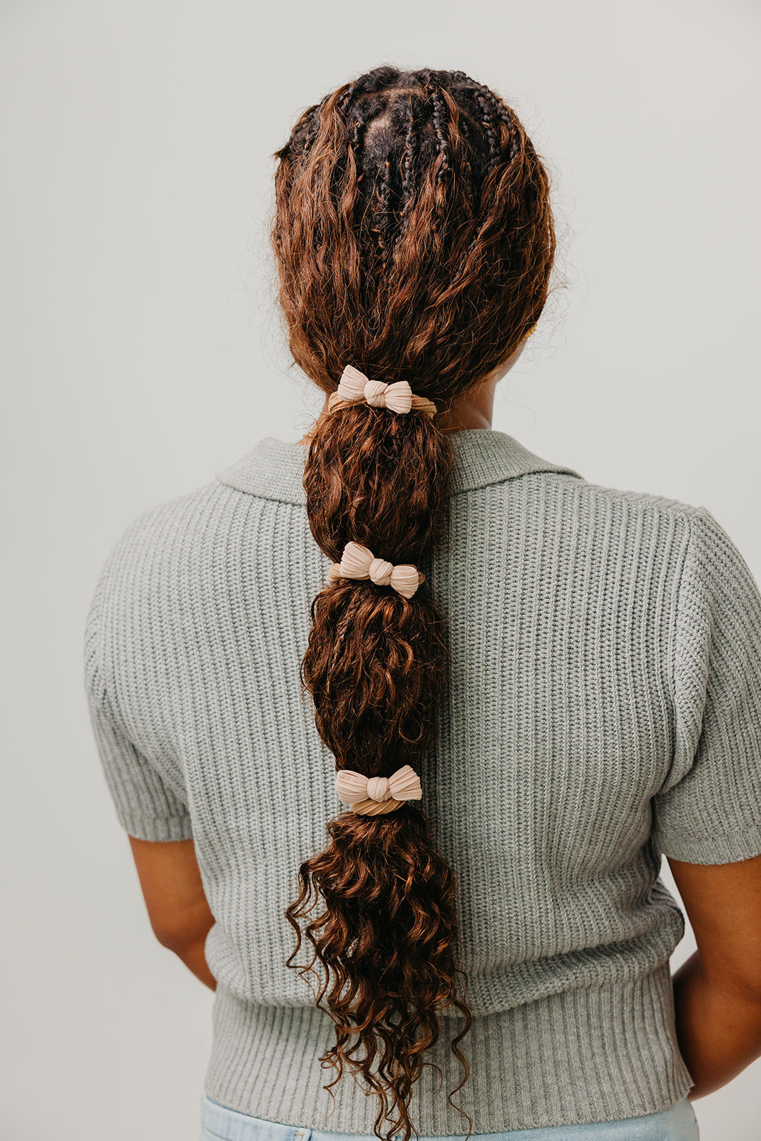 TWO TONED BOW SLICK BACK PONYTAILS (PACK OF 3)
