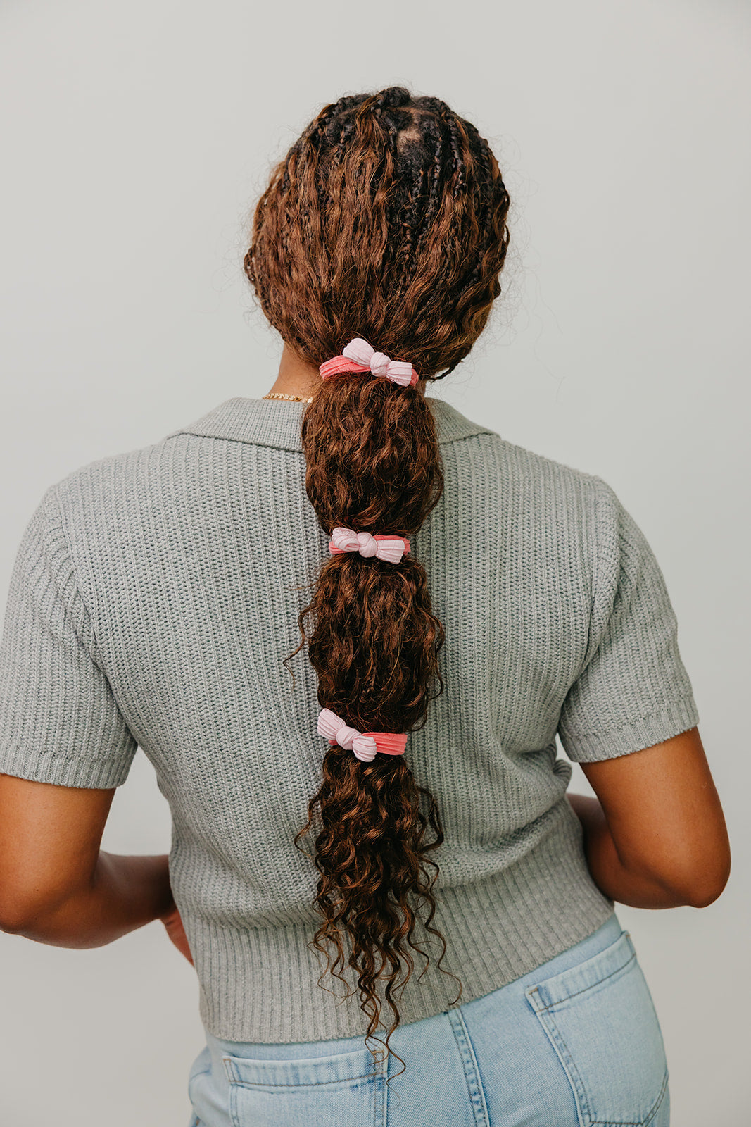 TWO TONED BOW SLICK BACK PONYTAILS (PACK OF 3)