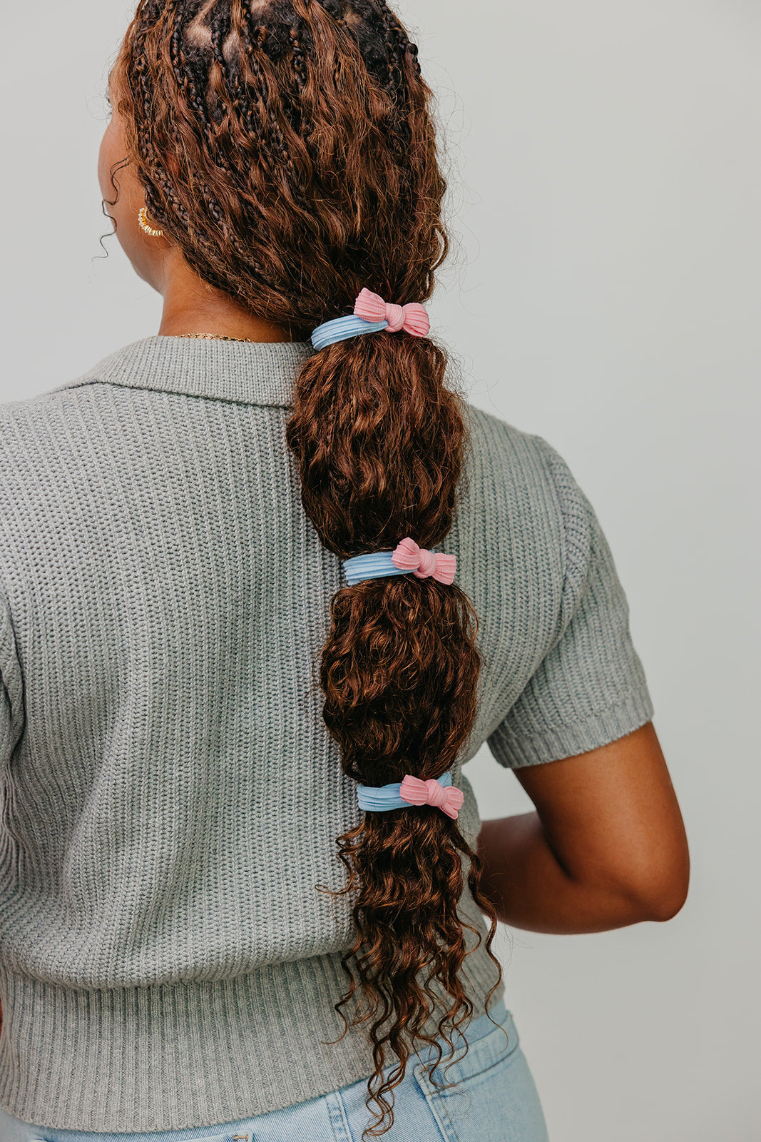 TWO TONED BOW SLICK BACK PONYTAILS (PACK OF 3)