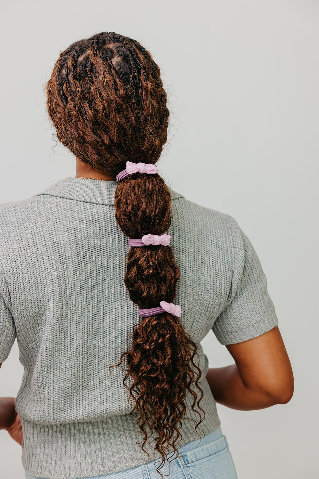 TWO TONED BOW SLICK BACK PONYTAILS (PACK OF 3)