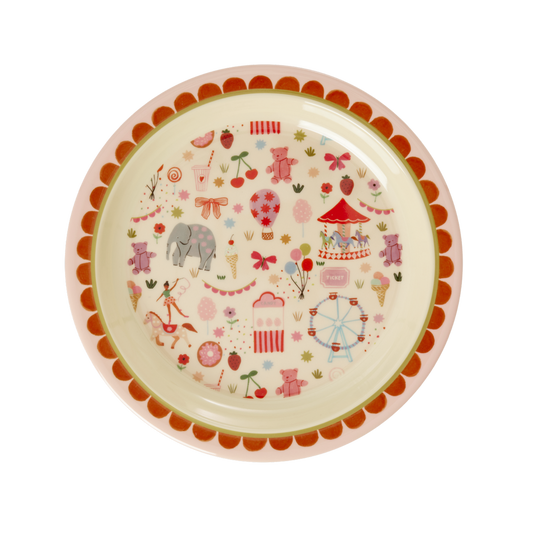 Melamine Kids Plate - Fun Fair Pink Print -