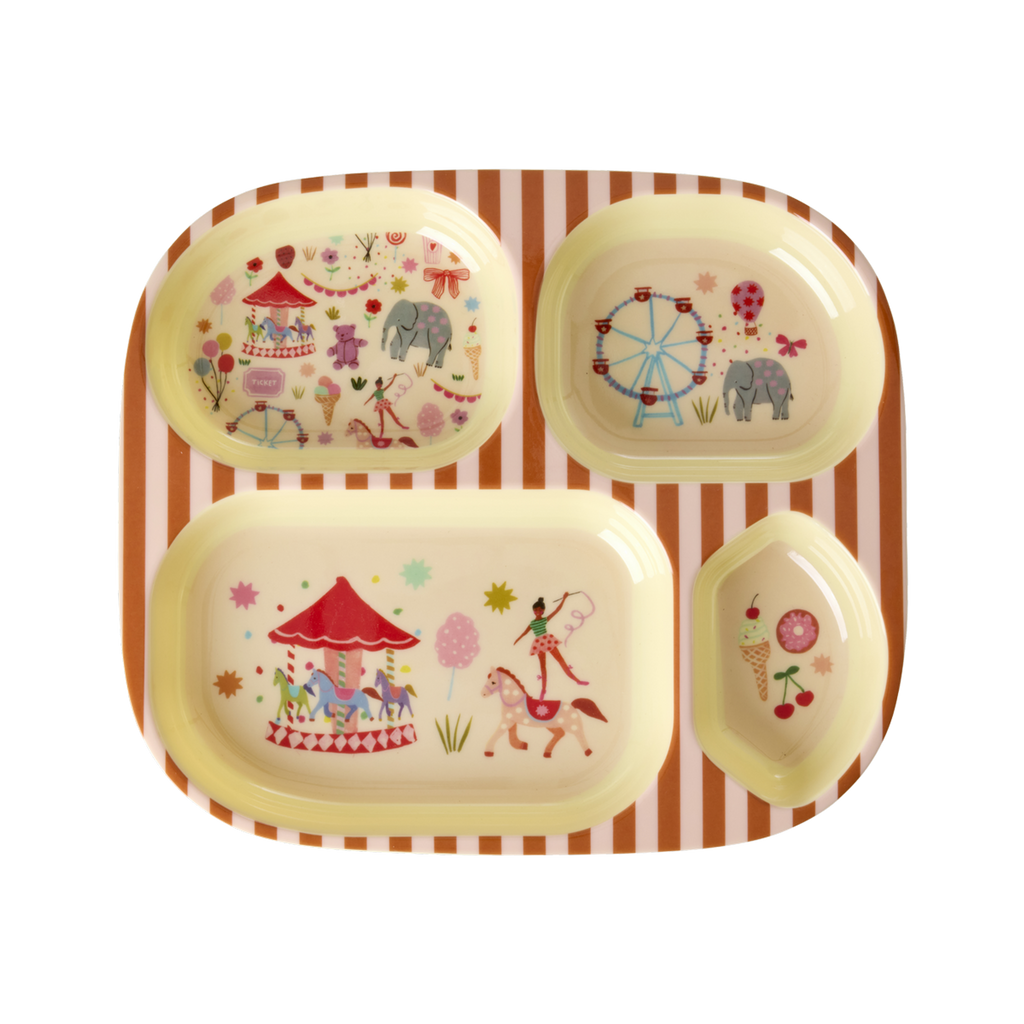Melamine Kids Room Plate - Fun Fair Pink Print