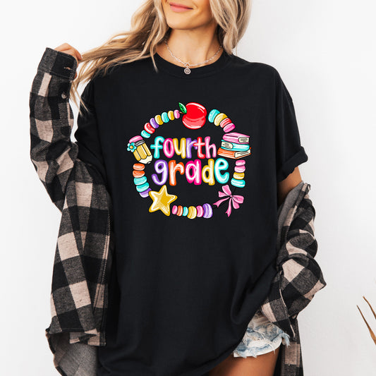 Fourth Grade, Teacher, Back to School, Bracelets, Bow, First Day of School, Cute, Teacher Appreciation, Coquette, Comfort Colors T-Shirt