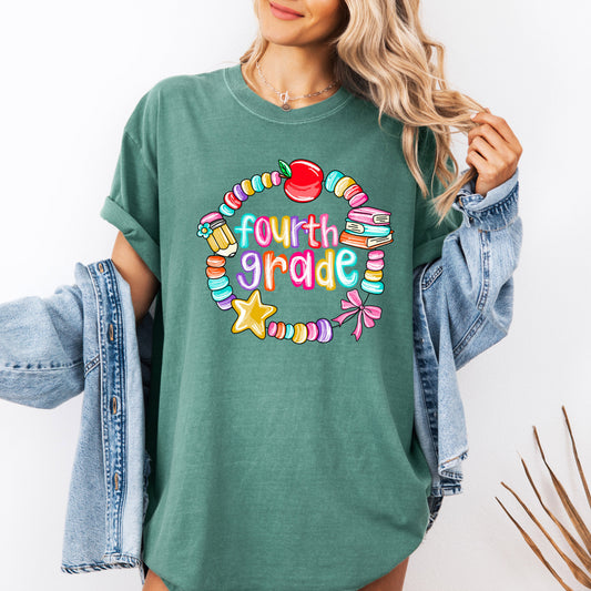 Fourth Grade, Teacher, Back to School, Bracelets, Bow, First Day of School, Cute, Teacher Appreciation, Coquette, Comfort Colors T-Shirt