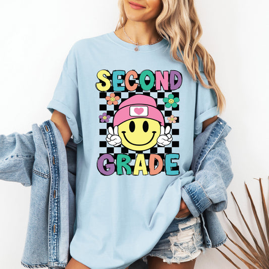 Second Grade, Smiley Face, Teacher, Back to School, First Day of School, Cute, Teacher Appreciation, Coquette, Comfort Colors T-Shirt