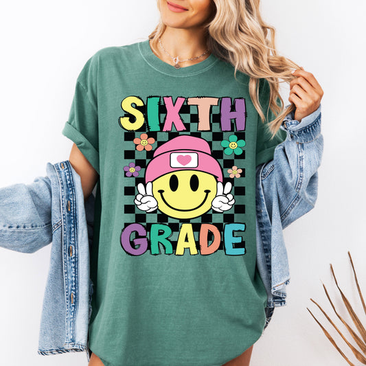 Sixth Grade, Smiley Face, Teacher, Back to School, First Day of School, Cute, Teacher Appreciation, Coquette, Comfort Colors T-Shirt