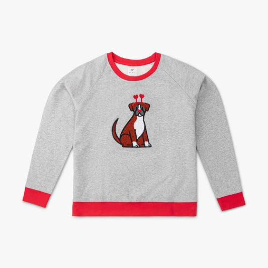 Adult Embroidered Crewneck Sweatshirt - Valentine's Day Dogs