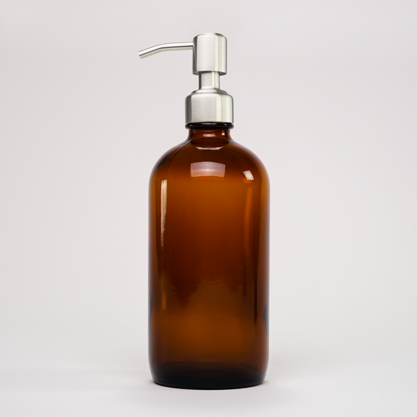Amber Glass Keeper Bottle | 16 oz | Stainless Steel Pump