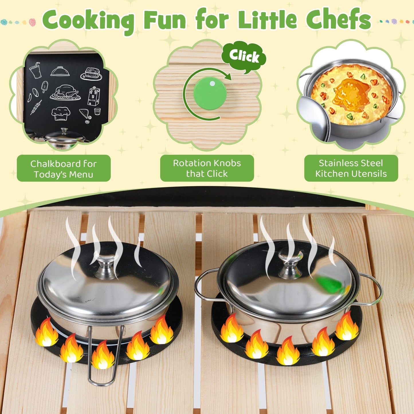 Kid Mud Kitchen Play Pretend Kitchen with Chalkboard for Kids Aged 3+