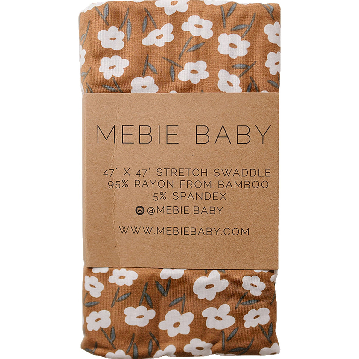 Mustard Floral Ribbed Bamboo Stretch Swaddle