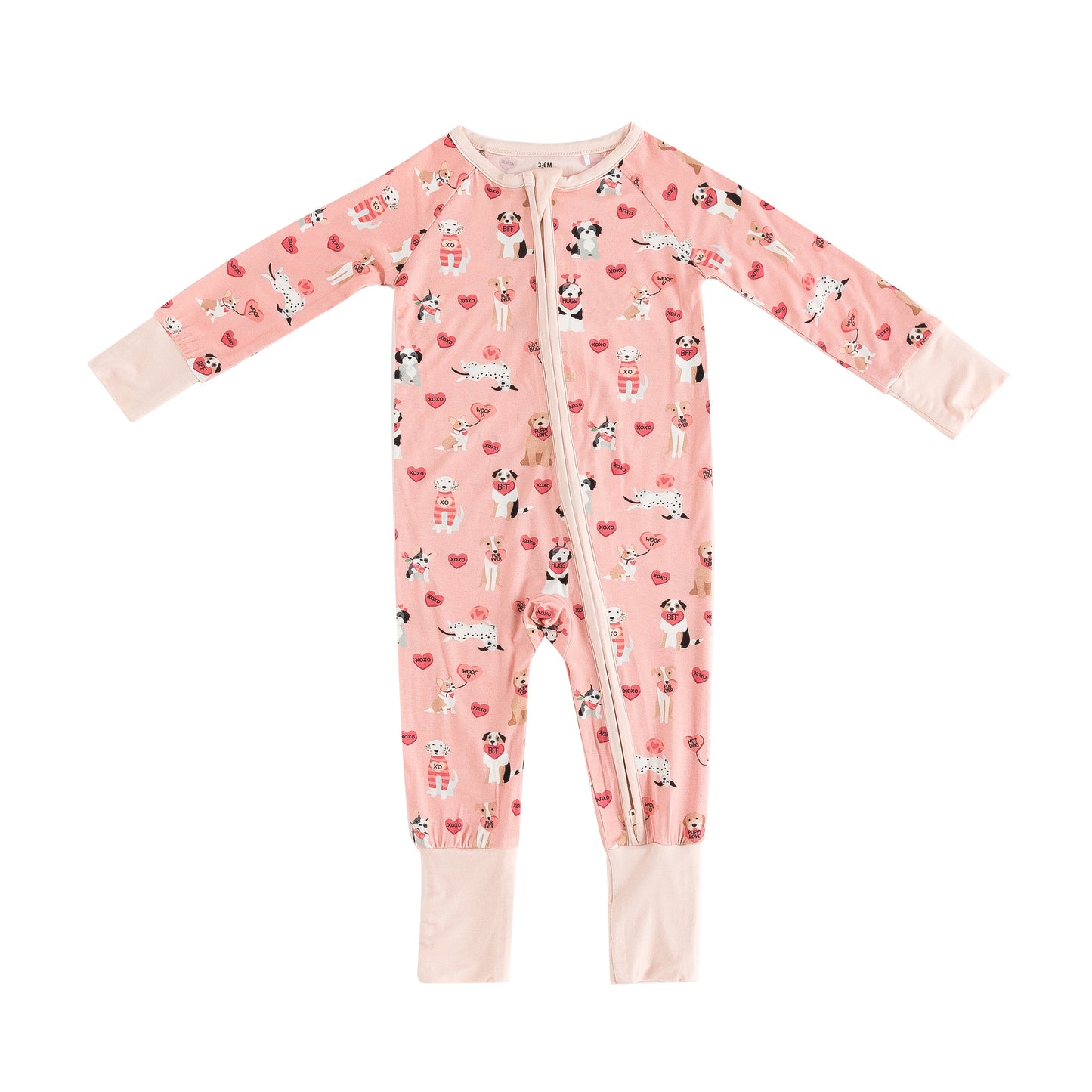 Pups & Kisses (Convertible Zip Footies) - Pink