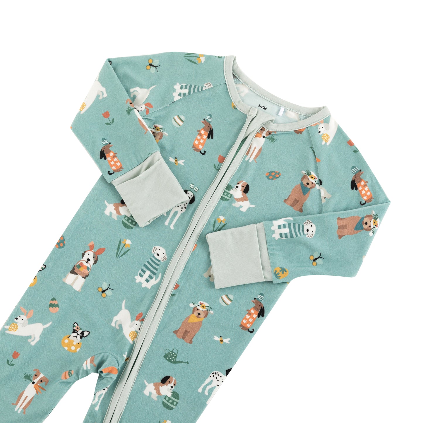 Puppy Egg Hunt (Convertible Zip Footies) - Aquamarine