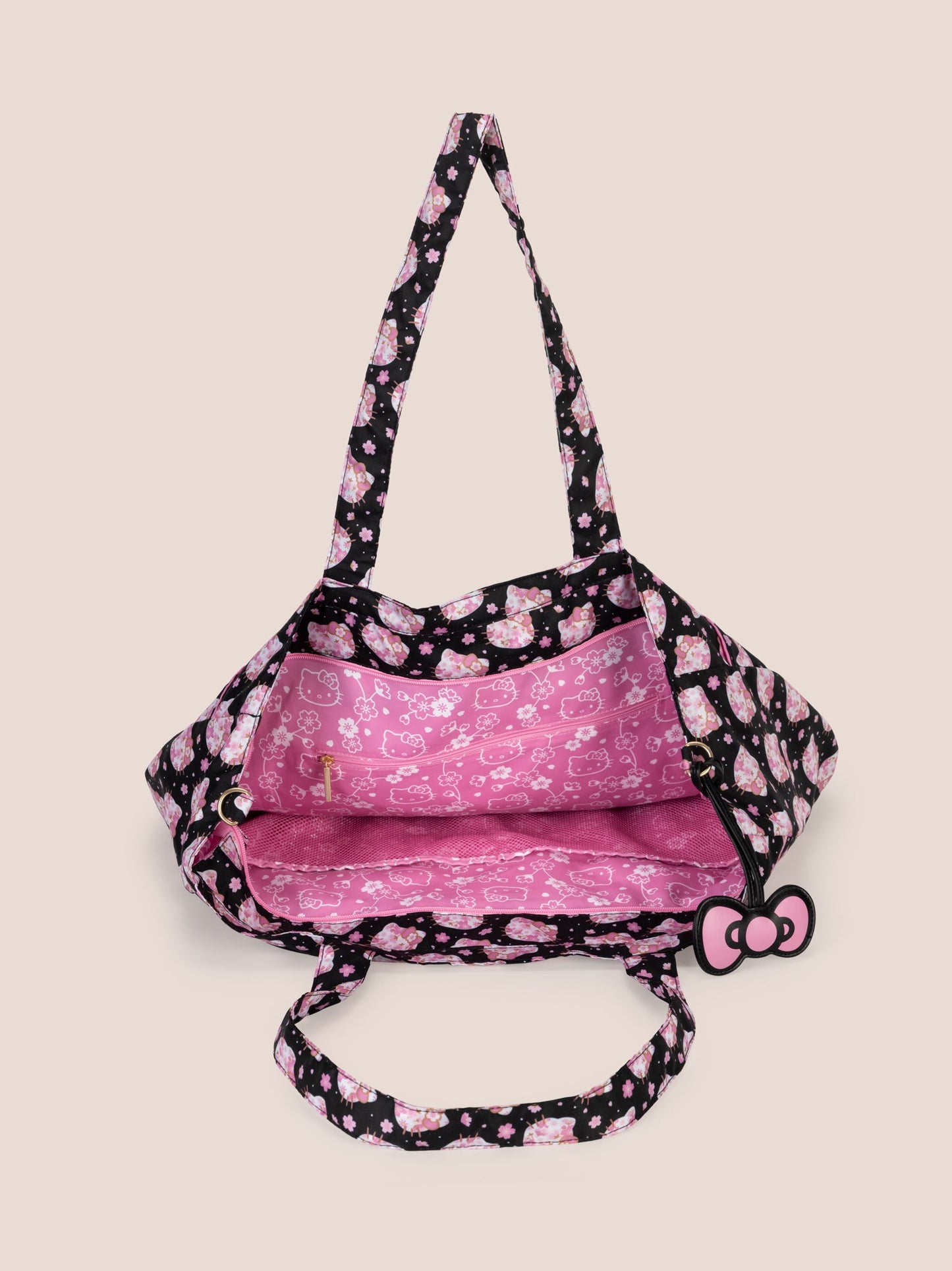 Hello Kitty® × JuJuBe Cherry Blossoms Super Be Large Bag Duffel — Black and Pink
