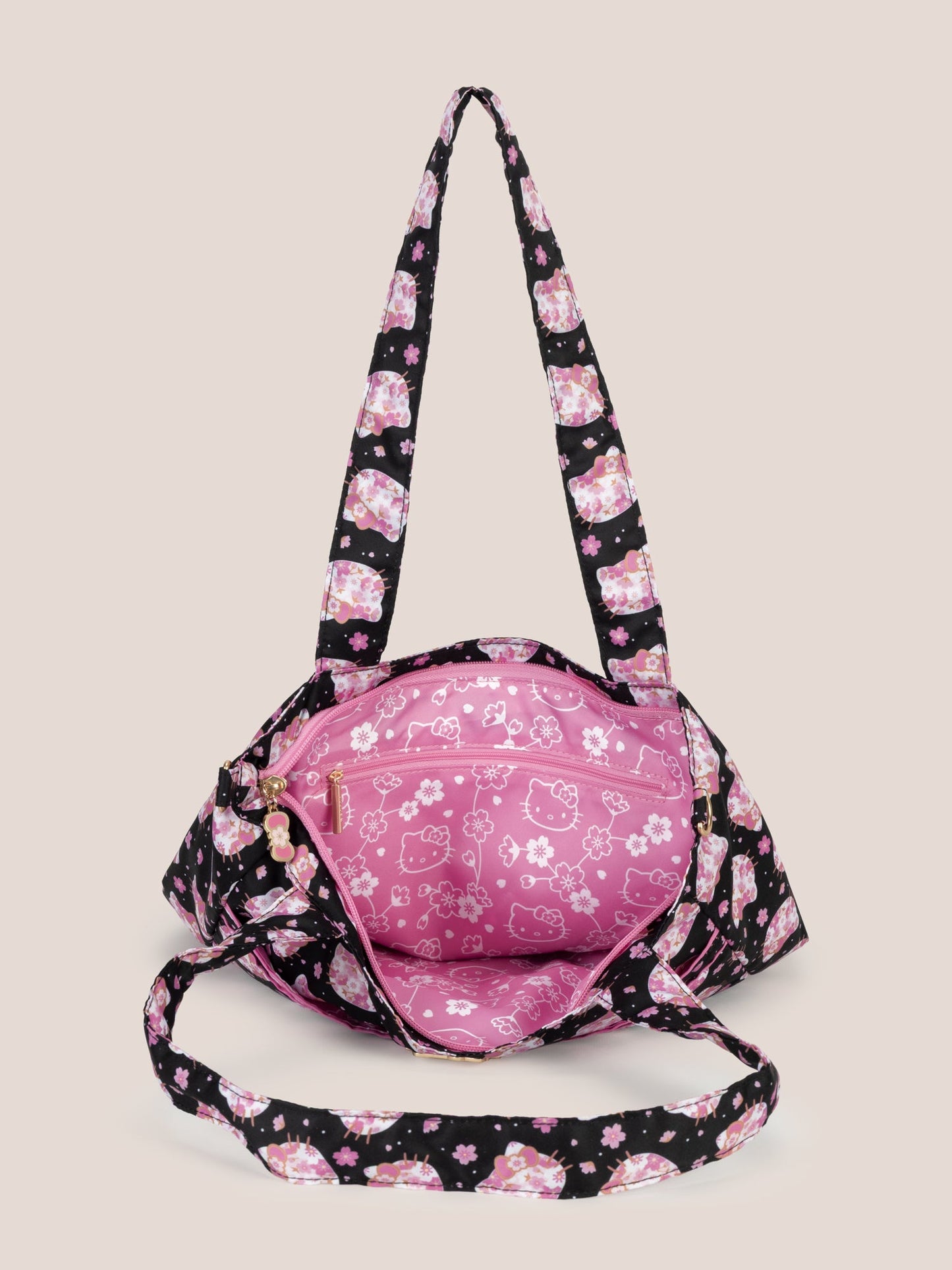 Hello Kitty® × JuJuBe Cherry Blossoms Be Light Bag Tote — Black and Pink