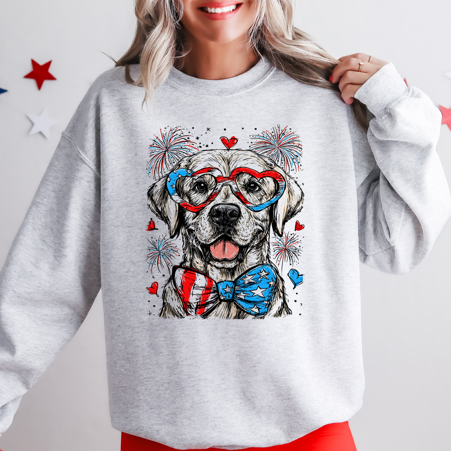 Labrador Retriever Patriotic Dog, USA, America, Pet Lover, 4th of July Sweatshirt