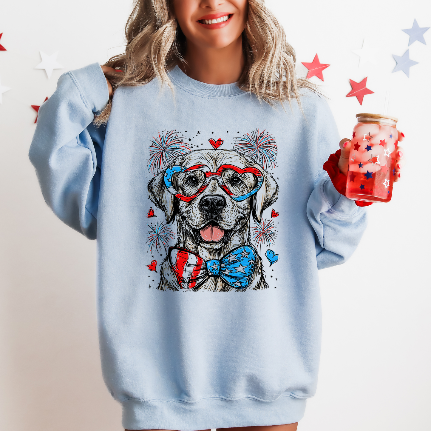 Labrador Retriever Patriotic Dog, USA, America, Pet Lover, 4th of July Sweatshirt