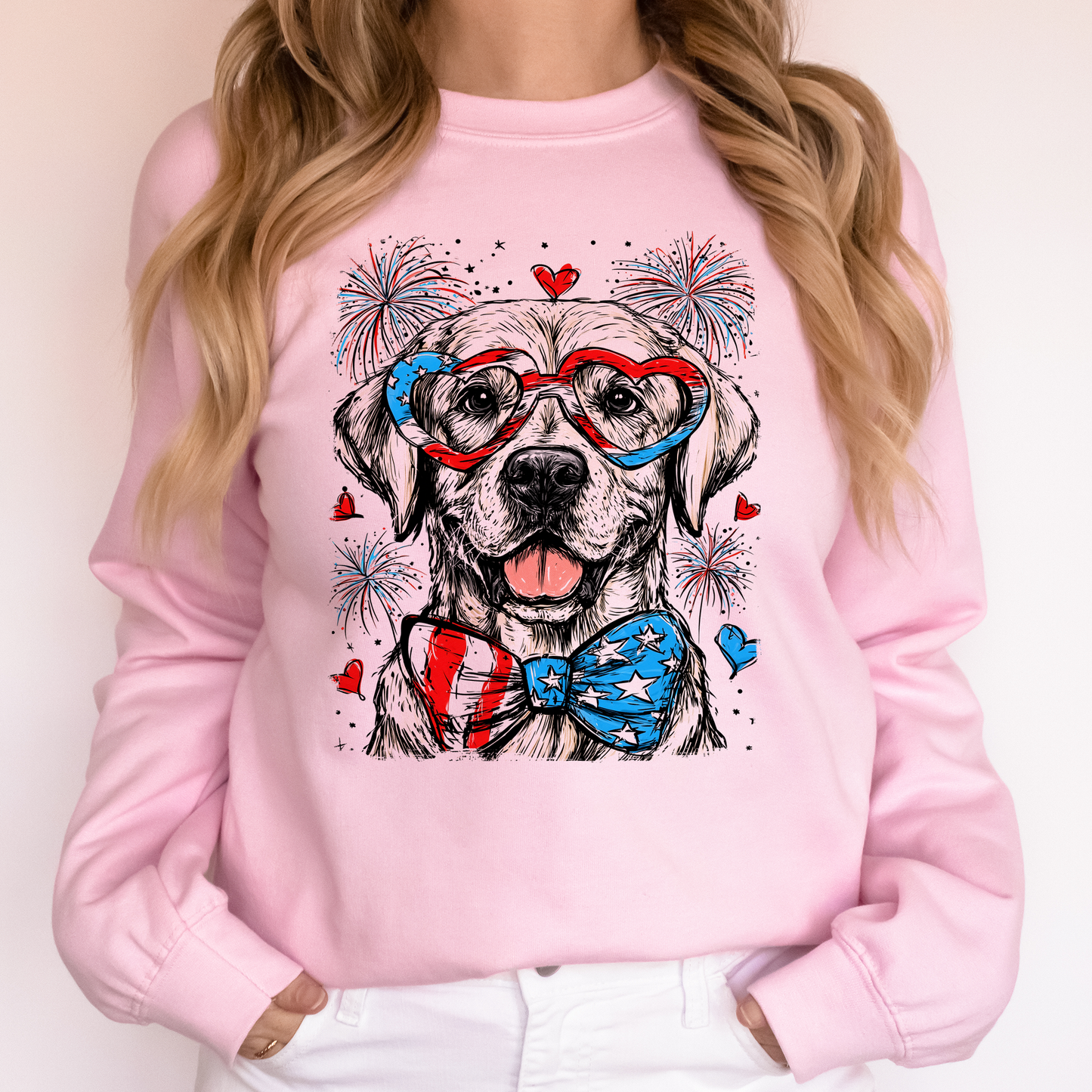 Labrador Retriever Patriotic Dog, USA, America, Pet Lover, 4th of July Sweatshirt