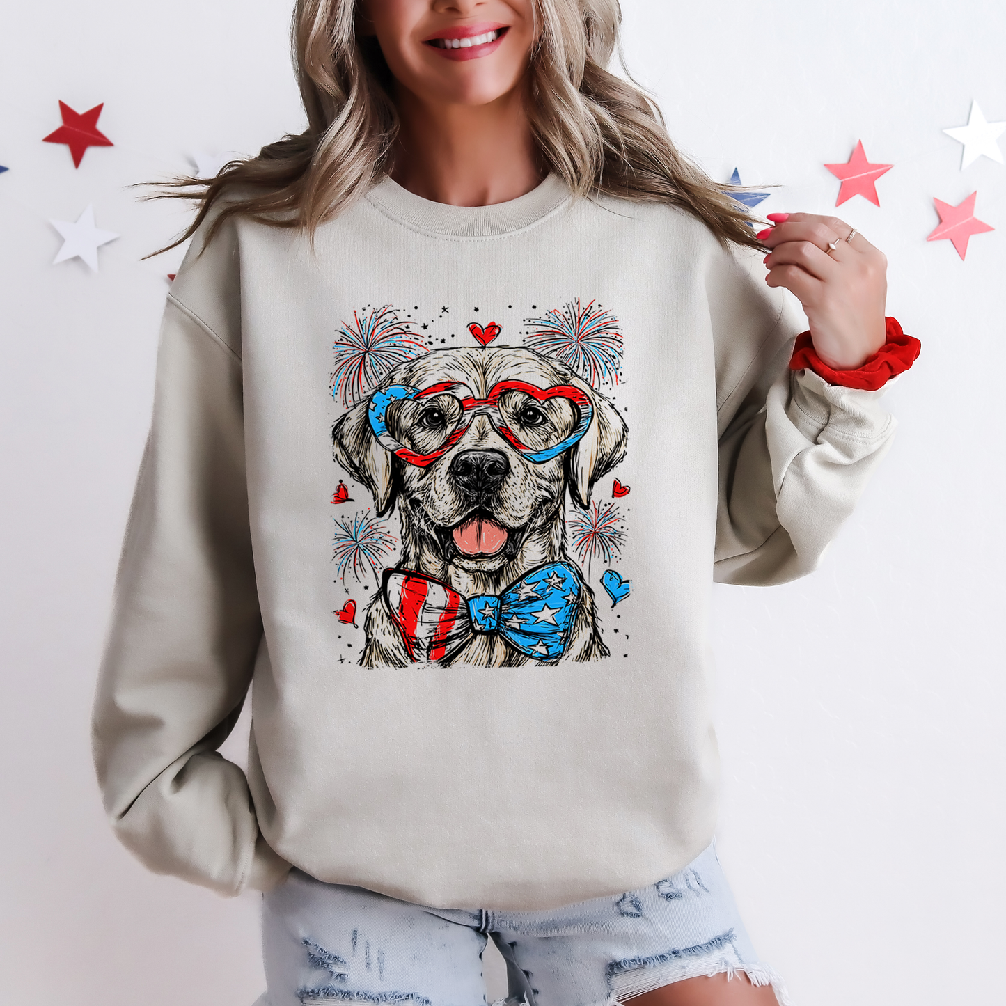 Labrador Retriever Patriotic Dog, USA, America, Pet Lover, 4th of July Sweatshirt