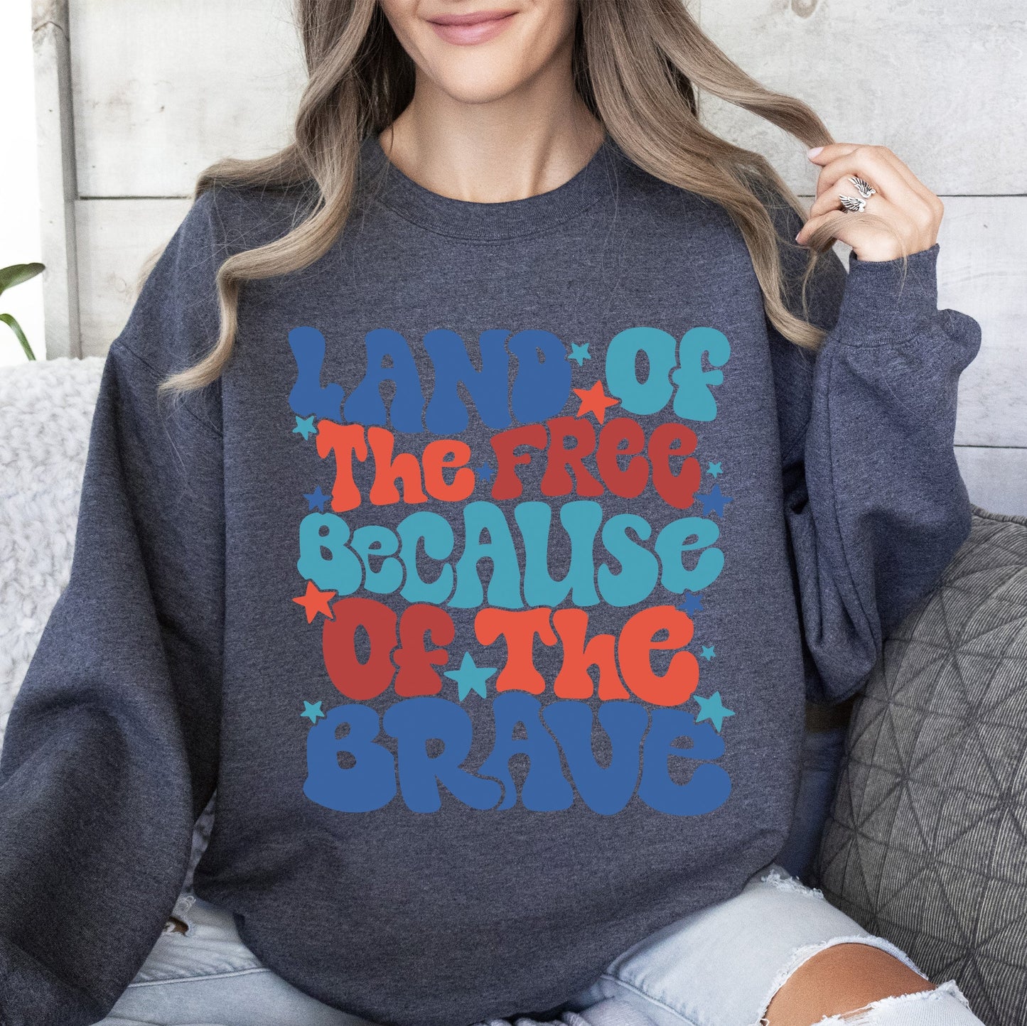 Land Of The Free, American Babe, 4th of July Sweatshirt -MTO