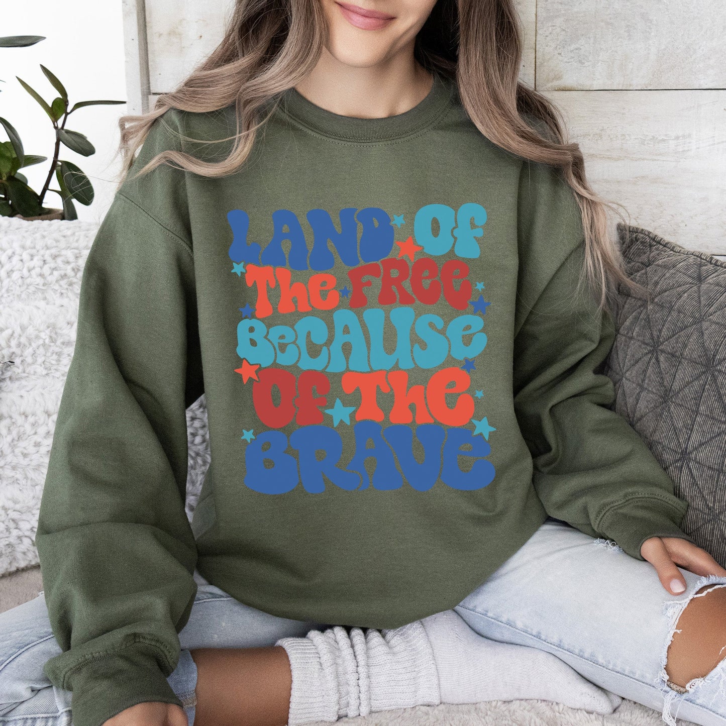 Land Of The Free, American Babe, 4th of July Sweatshirt -MTO