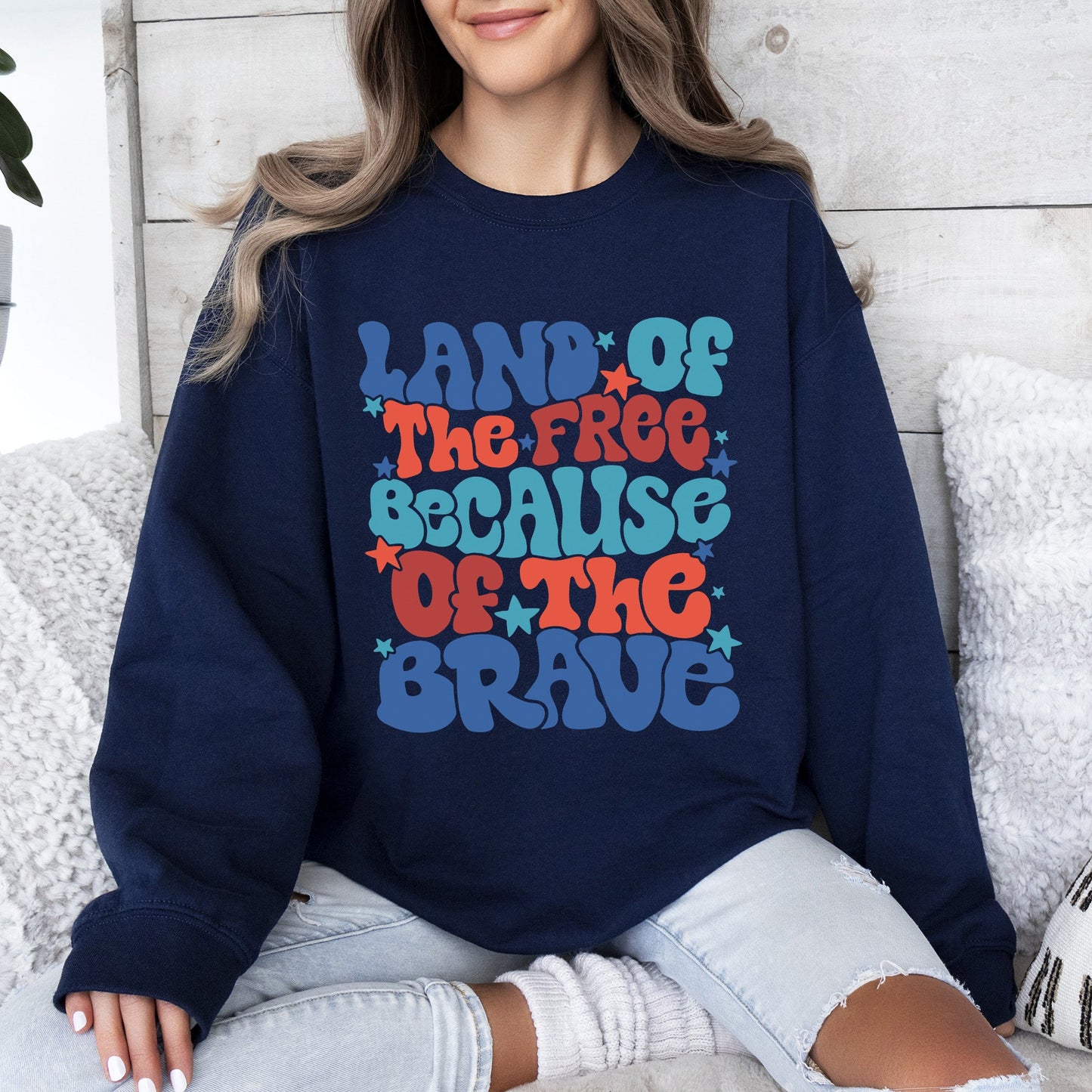 Land Of The Free, American Babe, 4th of July Sweatshirt -MTO