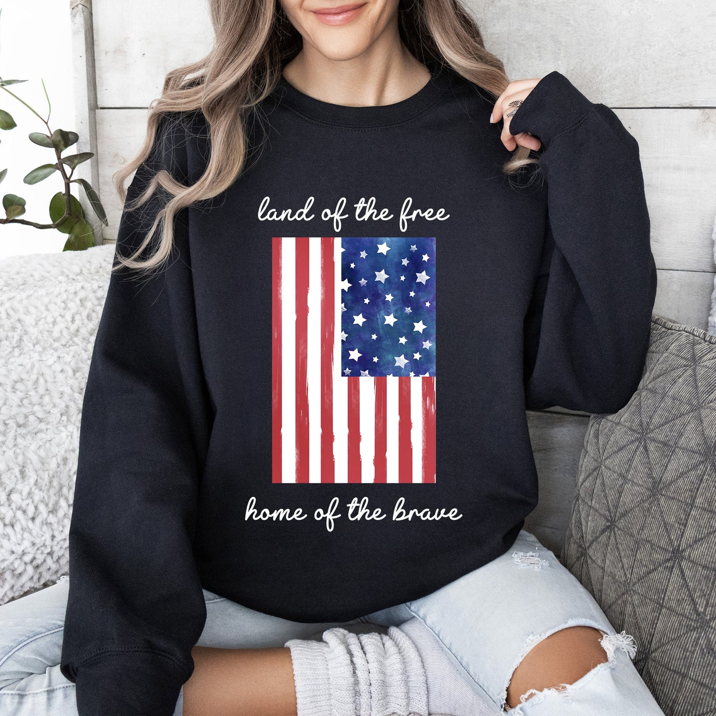 Land Of The Free, Home Of The Brave American Flag Sweatshirt