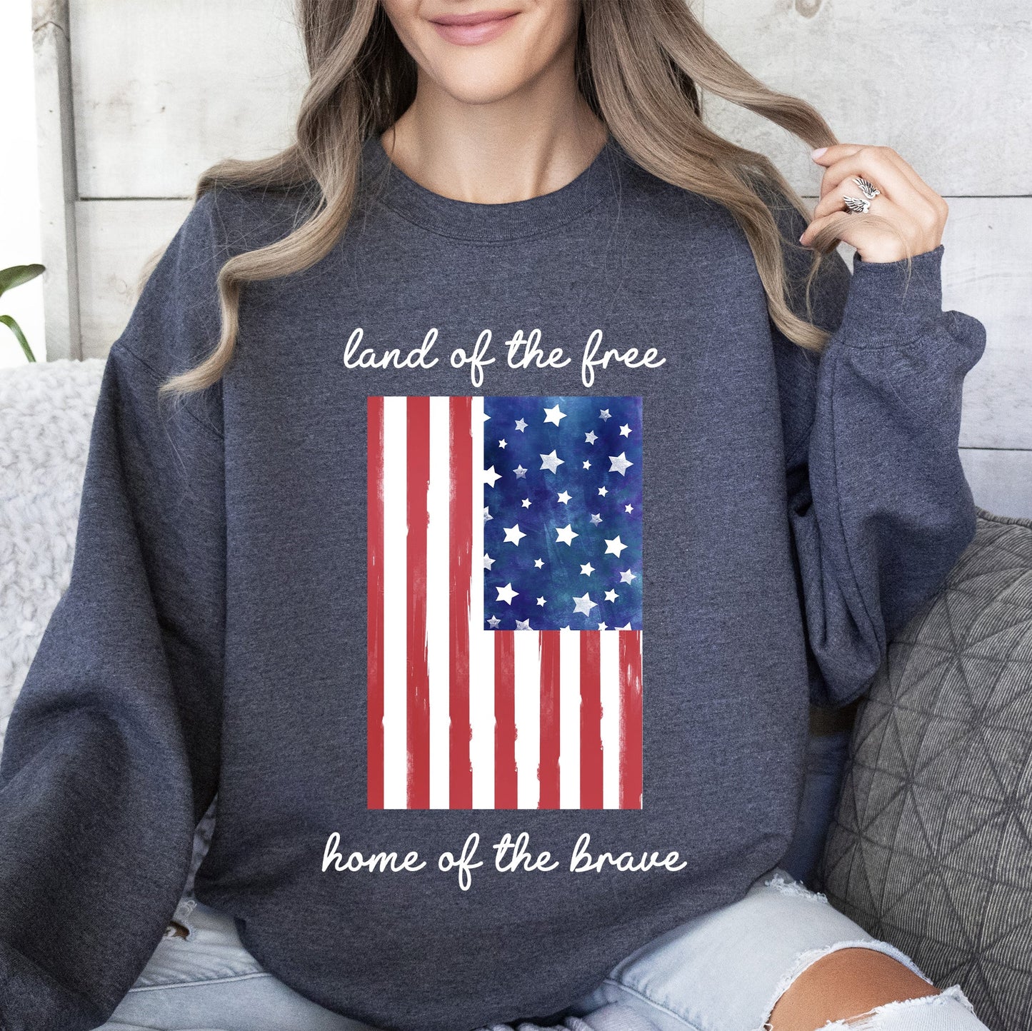 Land Of The Free, Home Of The Brave American Flag Sweatshirt